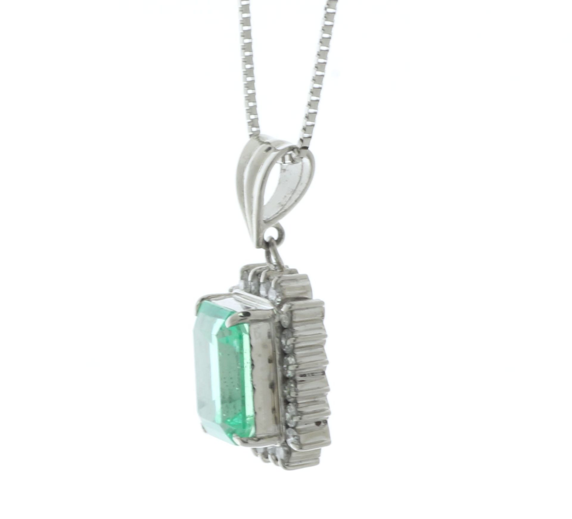 Platinum Diamond And Emerald Pendant (E1.80) 0.24 Carats - Valued By IDI £28,470.00 - A sparkling - Image 2 of 5