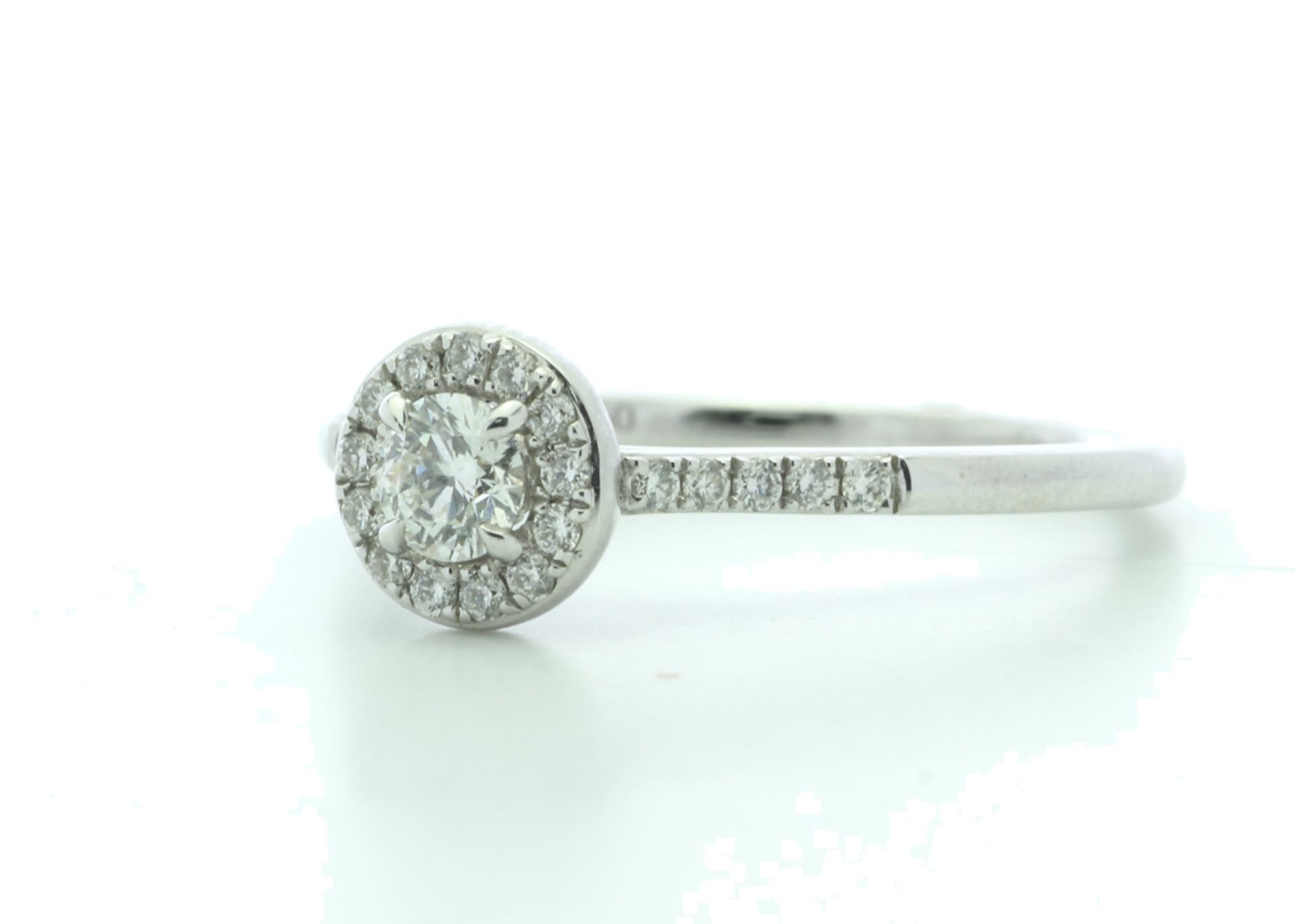 18ct White Gold Halo Set Diamond Ring 0.38 Carats - Valued By IDI £5,345.00 - A sparkling natural - Image 2 of 5