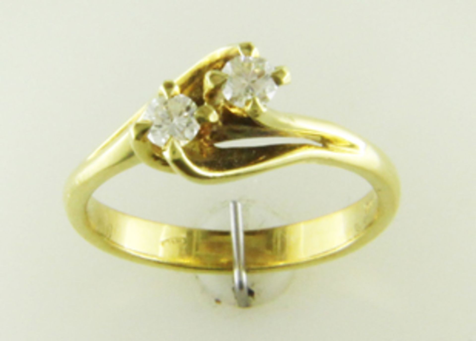 18ct Two Stone Cross Over Claw Set Diamond Ring 0.47 Carats - Valued By GIE £11,955.00 - Two round - Image 5 of 8