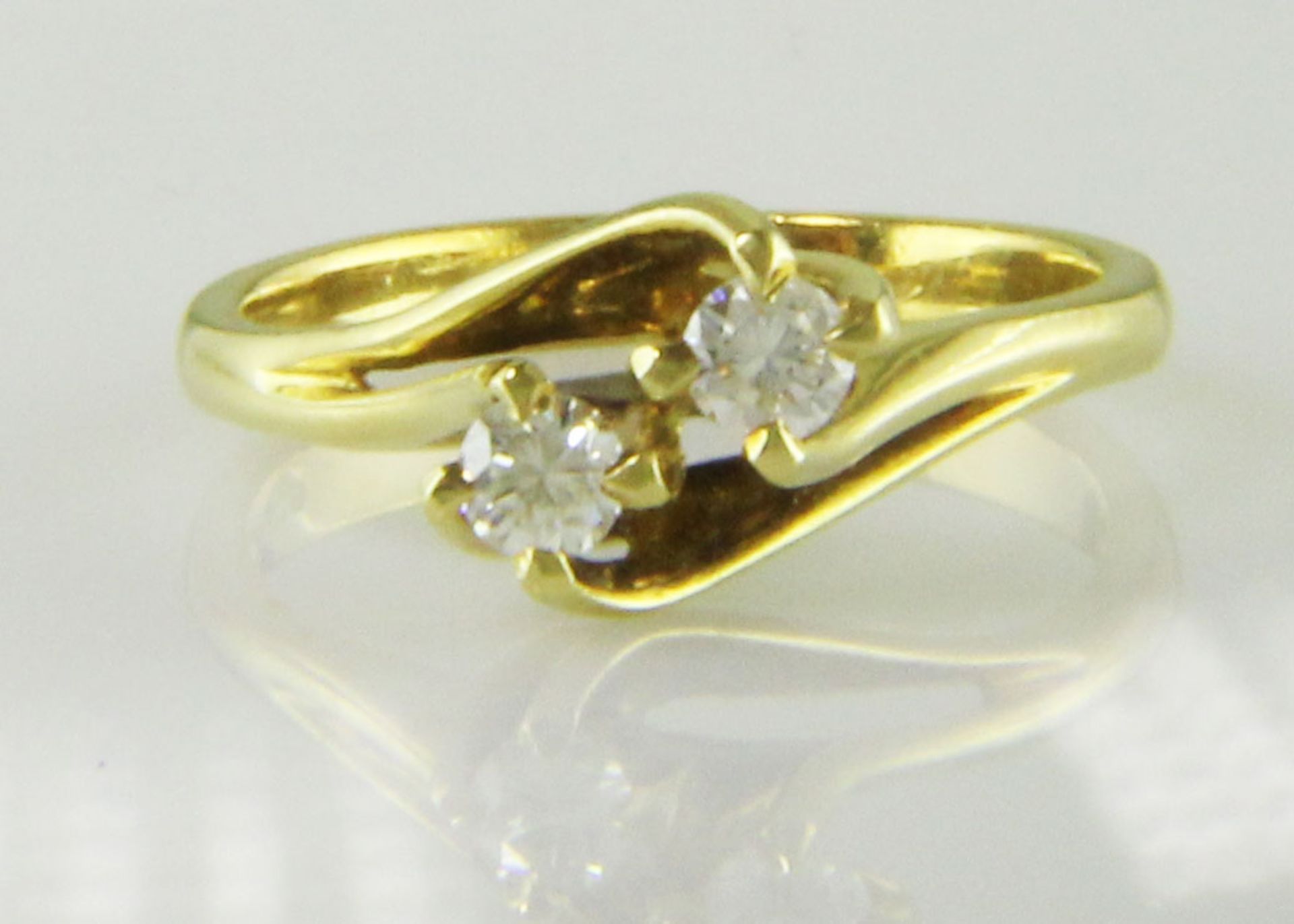 18ct Two Stone Cross Over Claw Set Diamond Ring 0.47 Carats - Valued By GIE £11,955.00 - Two round - Image 7 of 8