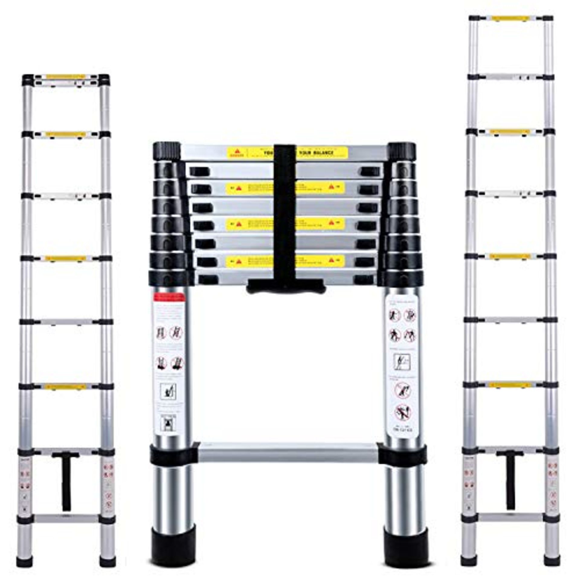 RRP £69.28 Telescopic Ladder 2.6M Multi-Purpose Folding Aluminium