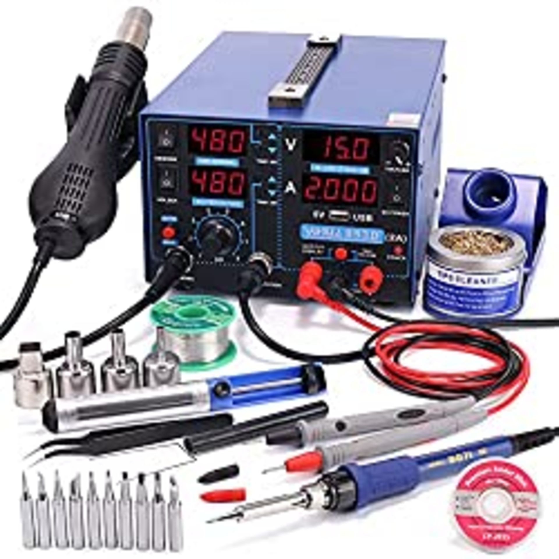 RRP £180.89 YIHUA 853D 2A USB SMD Hot Air Rework Station Soldering Station