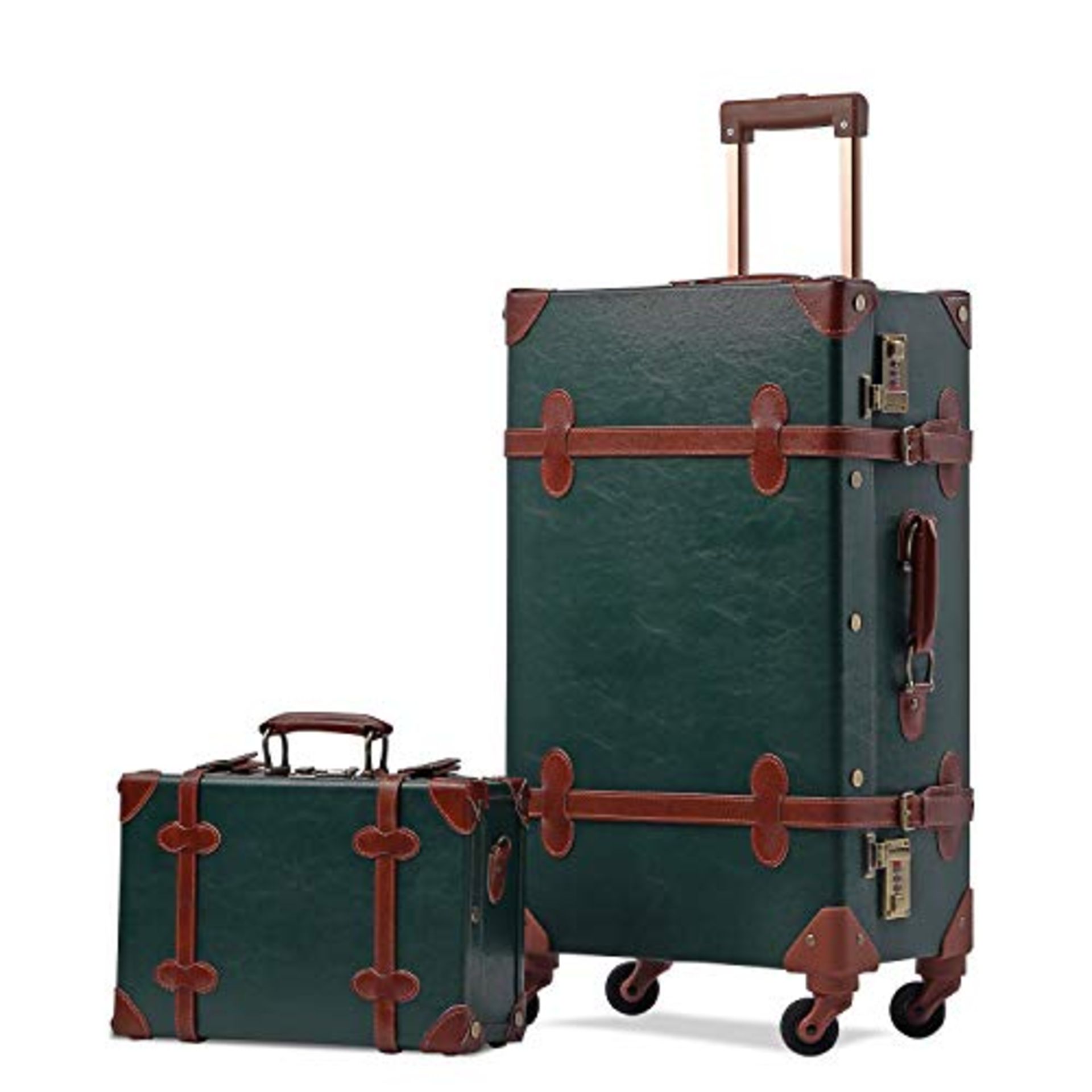 RRP £233.39 UNITRAVEL Luggage Set Vintage Travel 2 pcs Dark Green