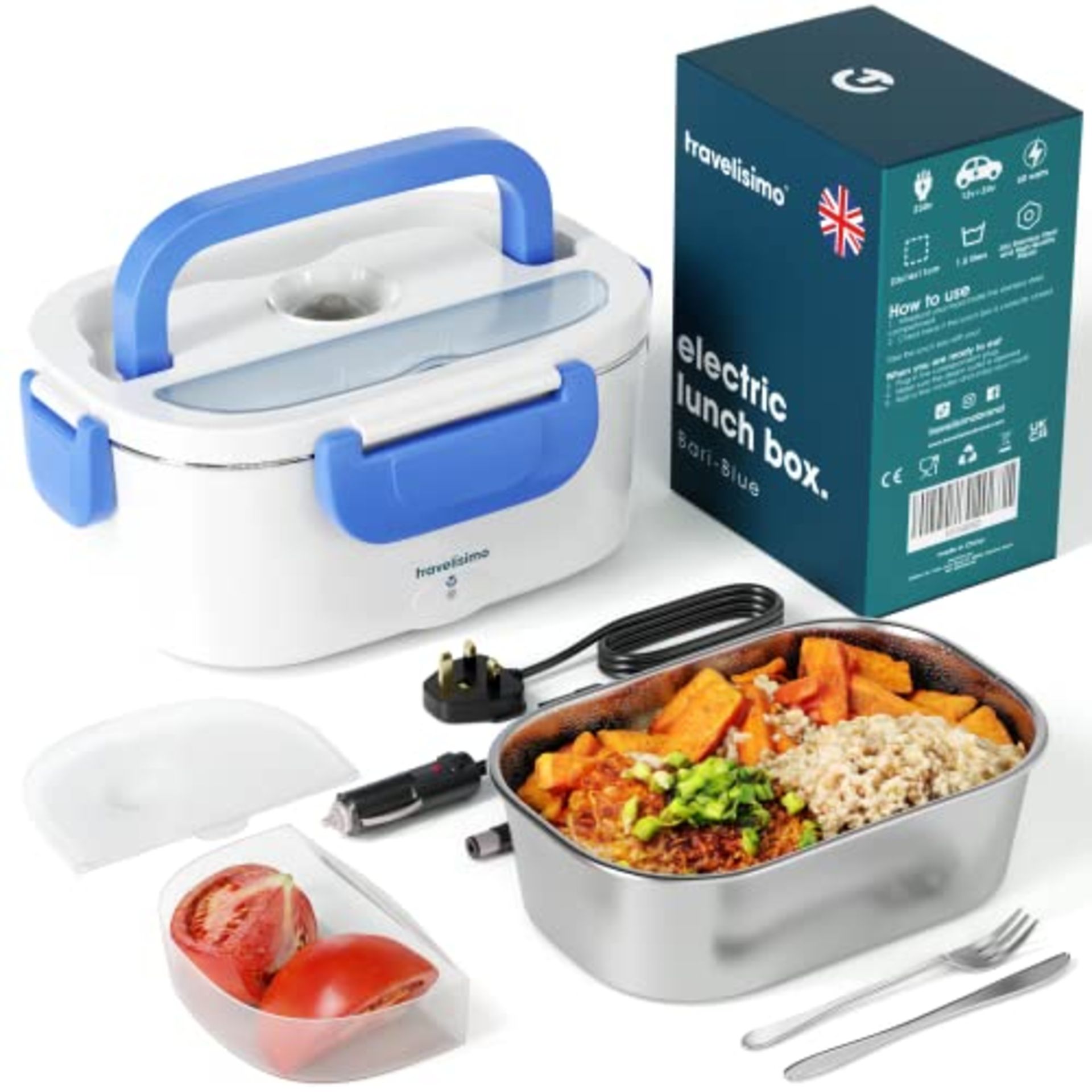 RRP £24.55 TRAVELISIMO Electric Lunch Box Food Heater UK Plug 3 in 1 60W