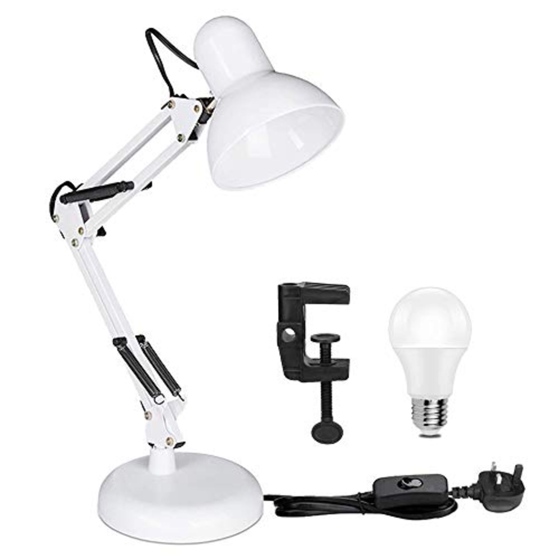 RRP £26.79 smart spring Desk Lamp E27 Screw Bulb Holder Swing