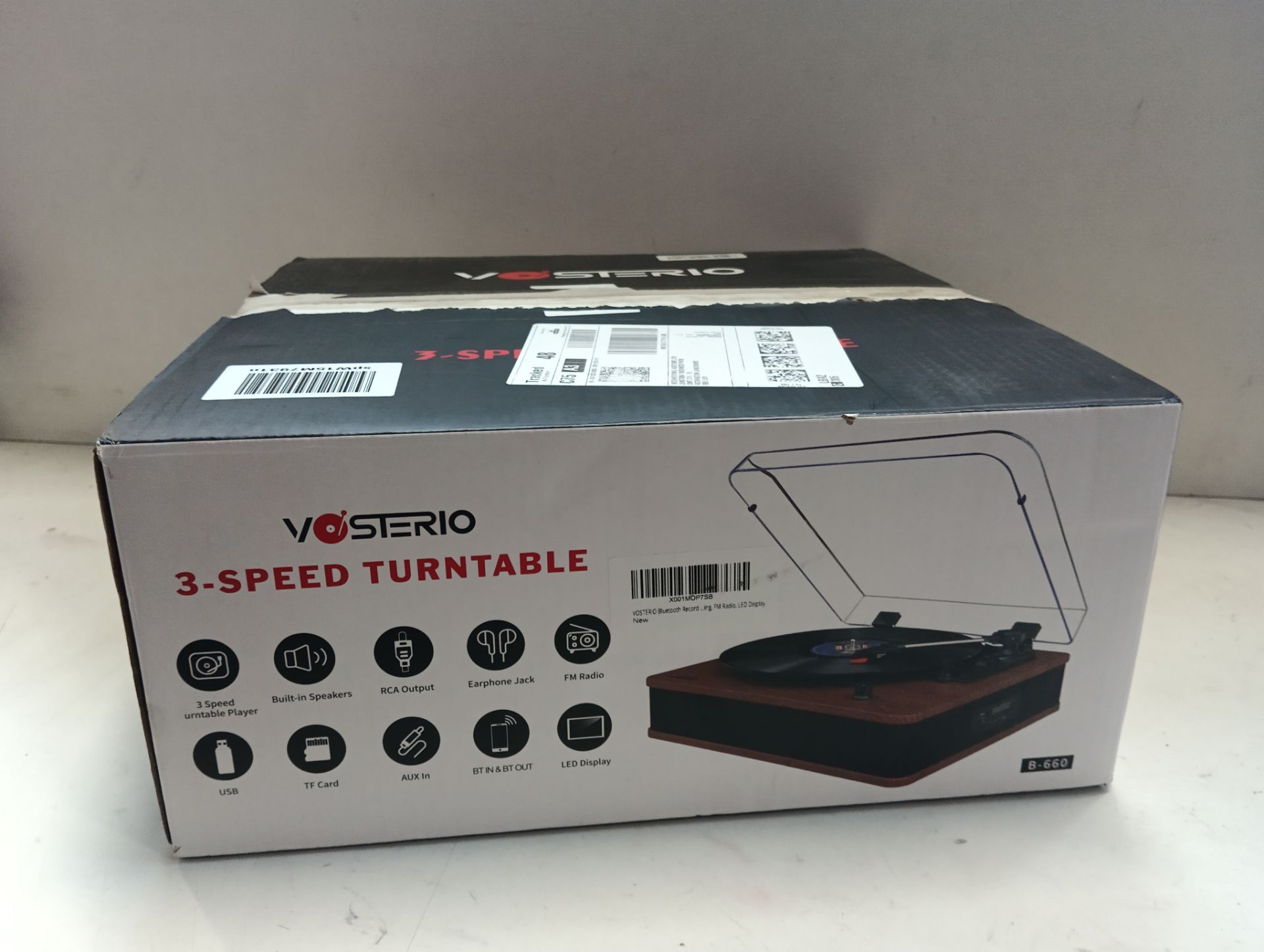 RRP £94.54 VOSTERIO Bluetooth Record Player Versatile Turntable with Speakers - Image 2 of 2