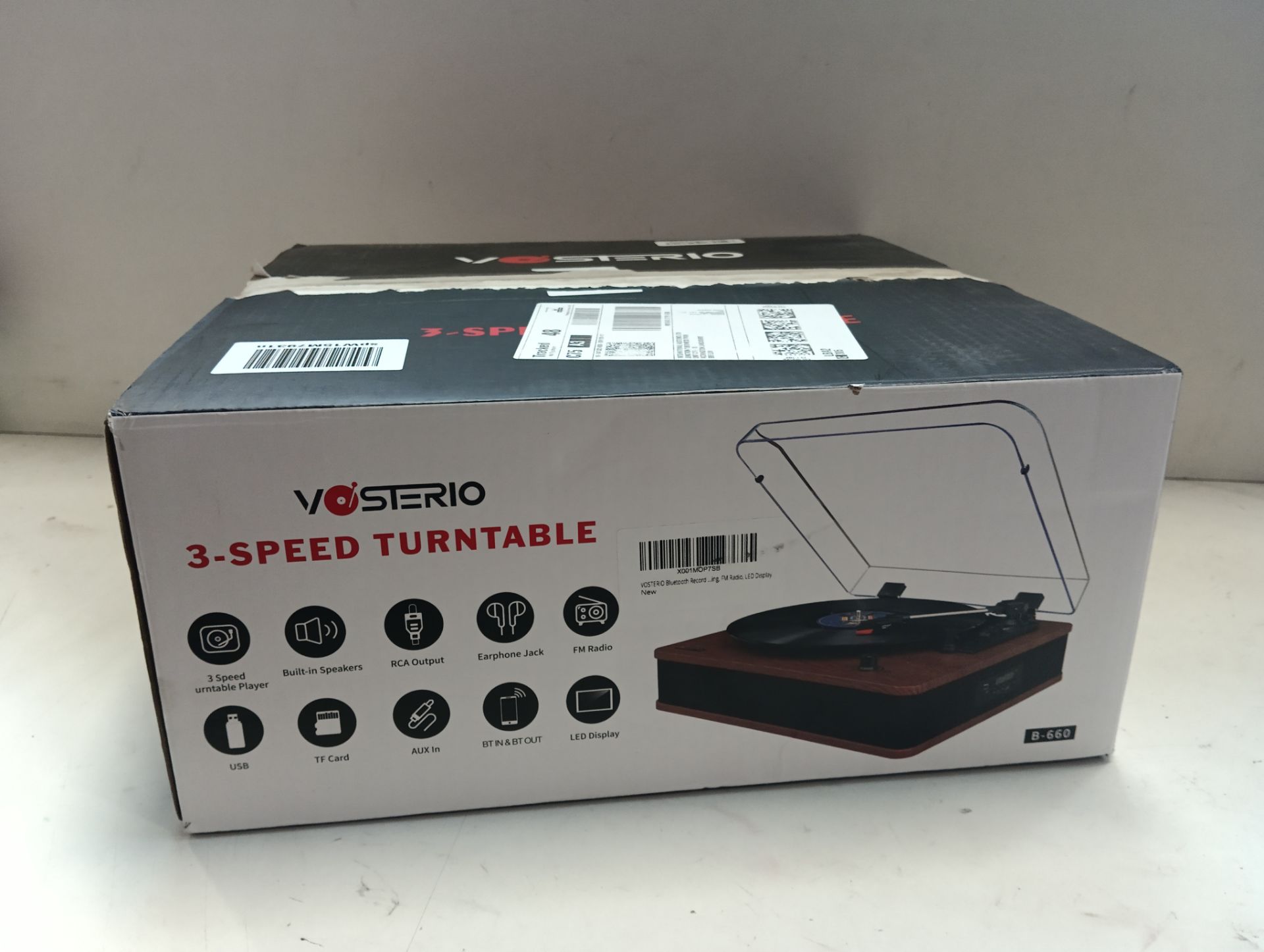 RRP £94.54 VOSTERIO Bluetooth Record Player Versatile Turntable with Speakers - Image 2 of 2