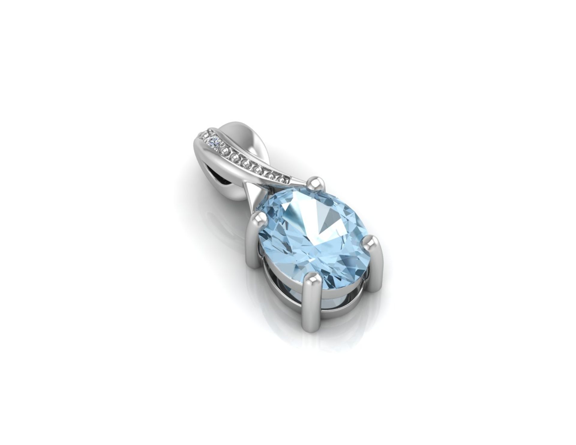 9ct White Gold Diamond And Blue Topaz Pendant (BT2.00) 0.01 Carats - Valued By GIE £680.00 - An oval - Image 3 of 9