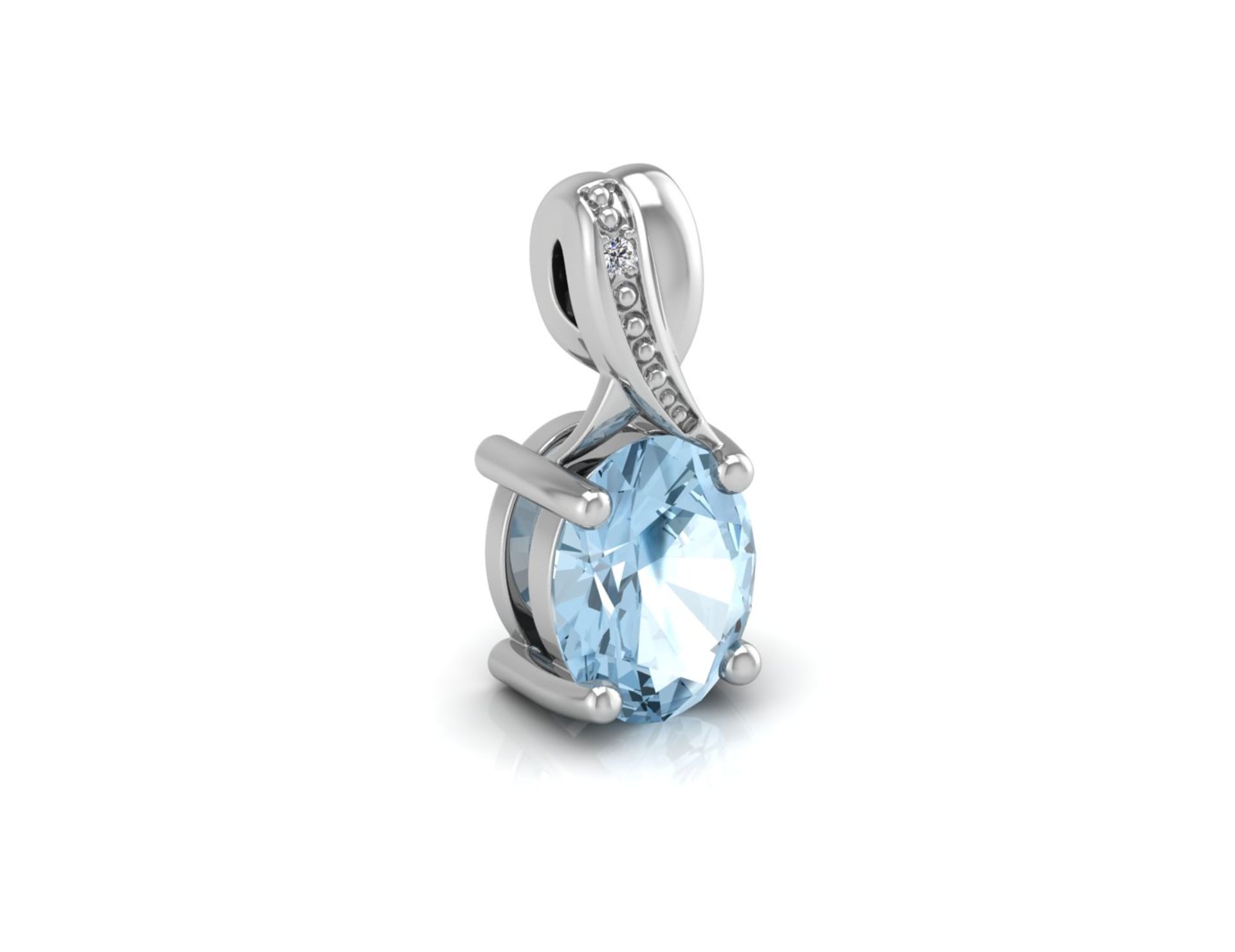 9ct White Gold Diamond And Blue Topaz Pendant (BT2.00) 0.01 Carats - Valued By GIE £680.00 - An oval - Image 5 of 9