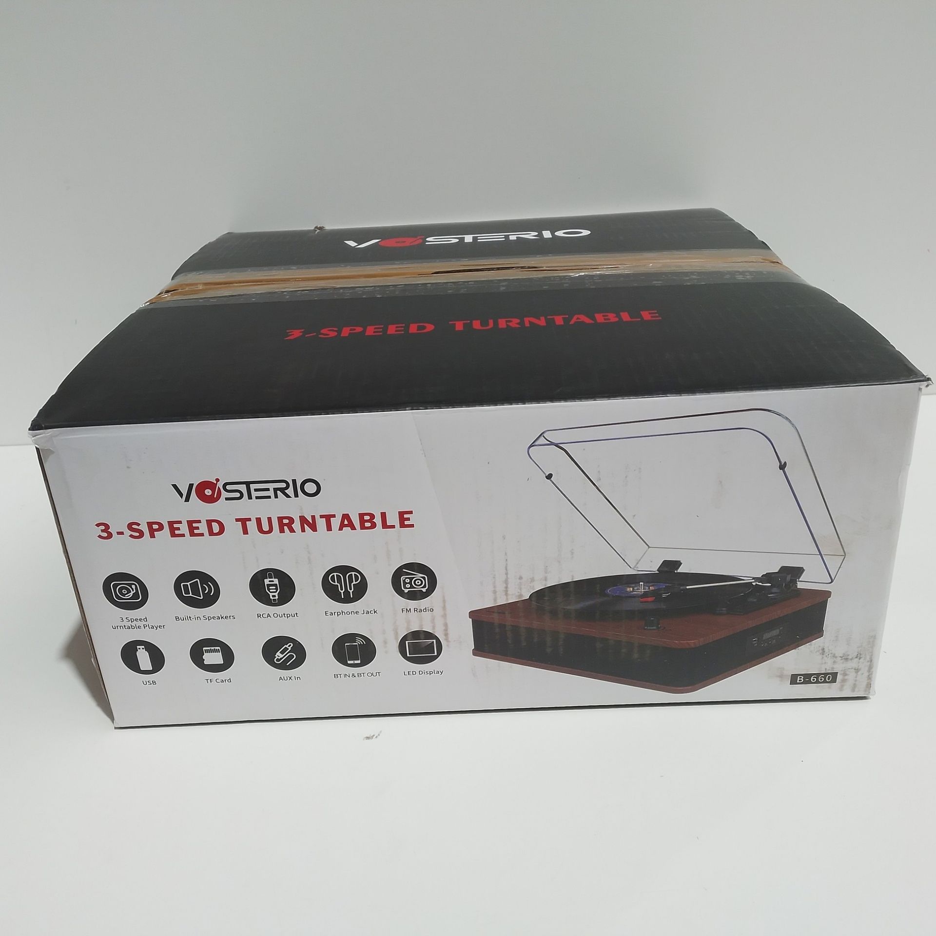 RRP £94.54 VOSTERIO Bluetooth Record Player Versatile Turntable with Speakers - Image 2 of 2