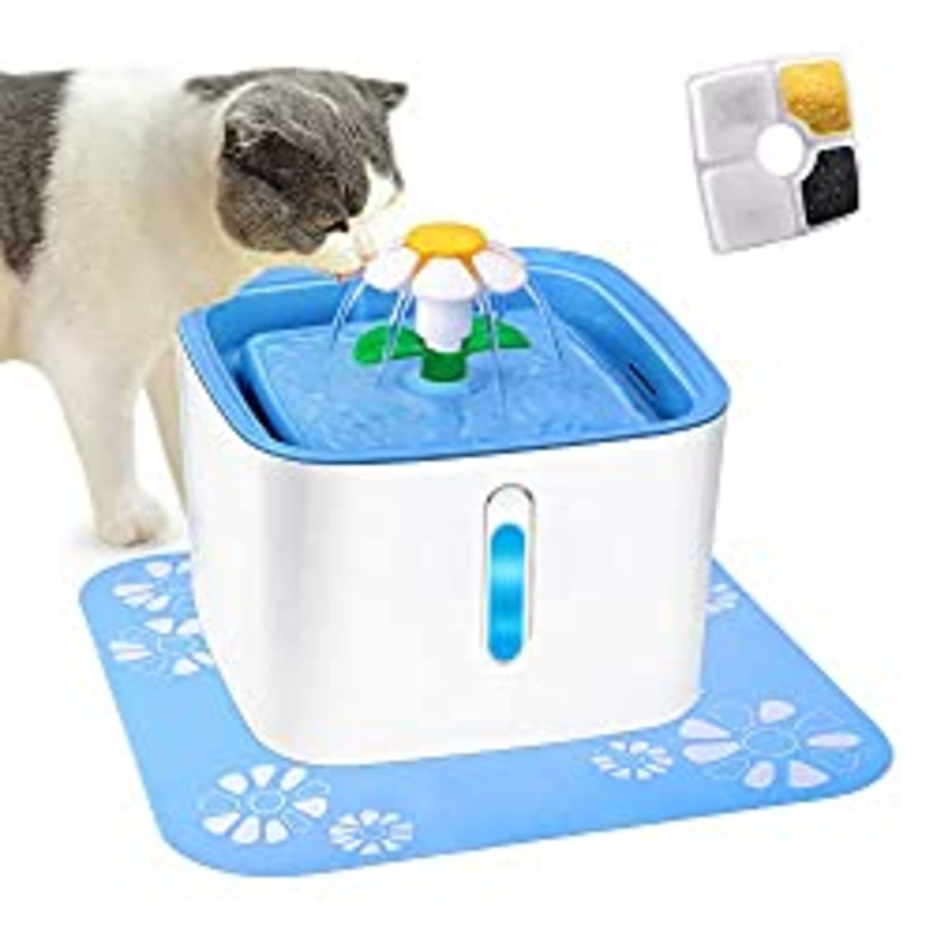 RRP £23.44 Cat Water Fountain with LED Water Level Window