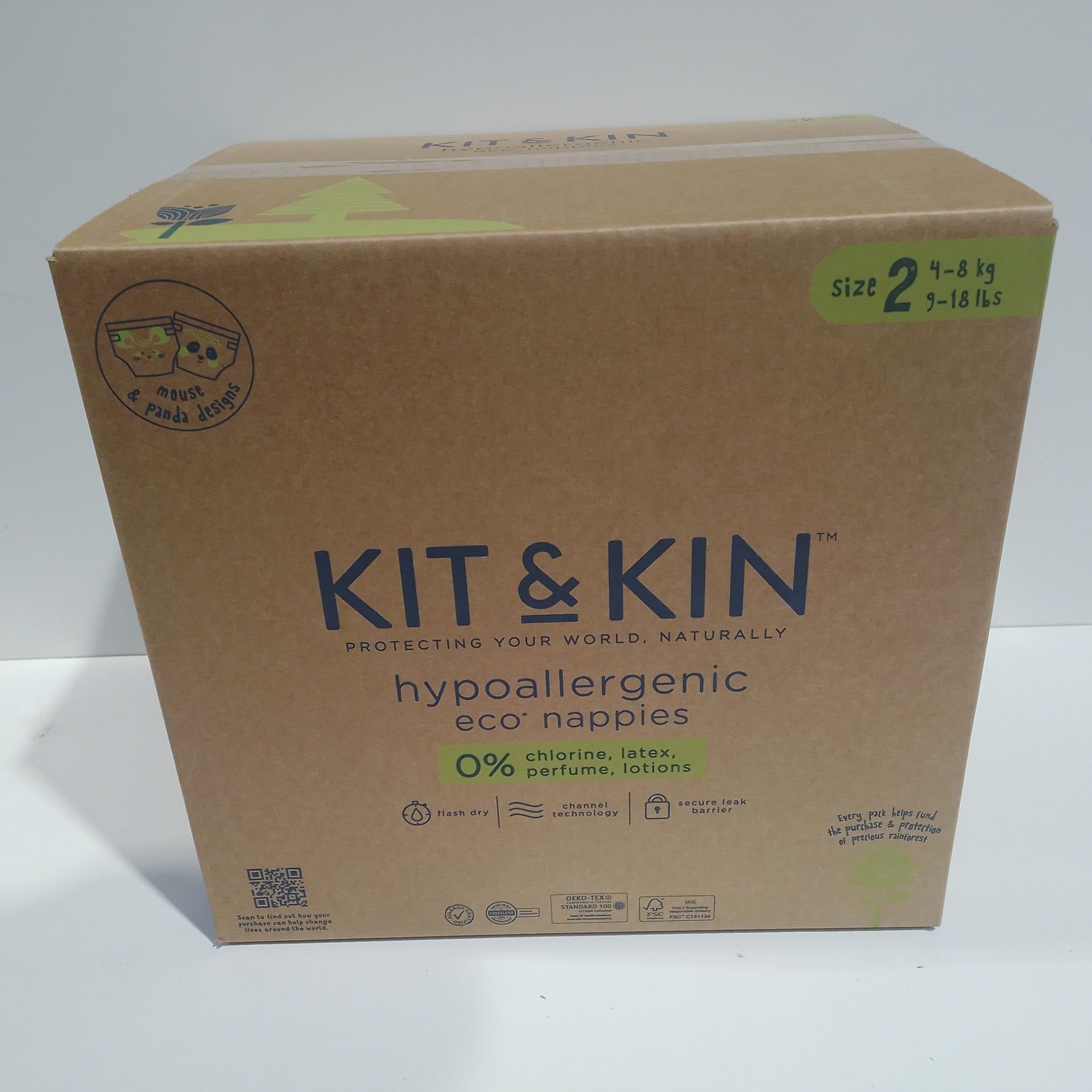 RRP £45.56 BRAND NEW STOCK Kit & Kin Eco Nappies Size 1 Hypoallergenic and Sustainable (38 x 4 Pack - Image 2 of 2