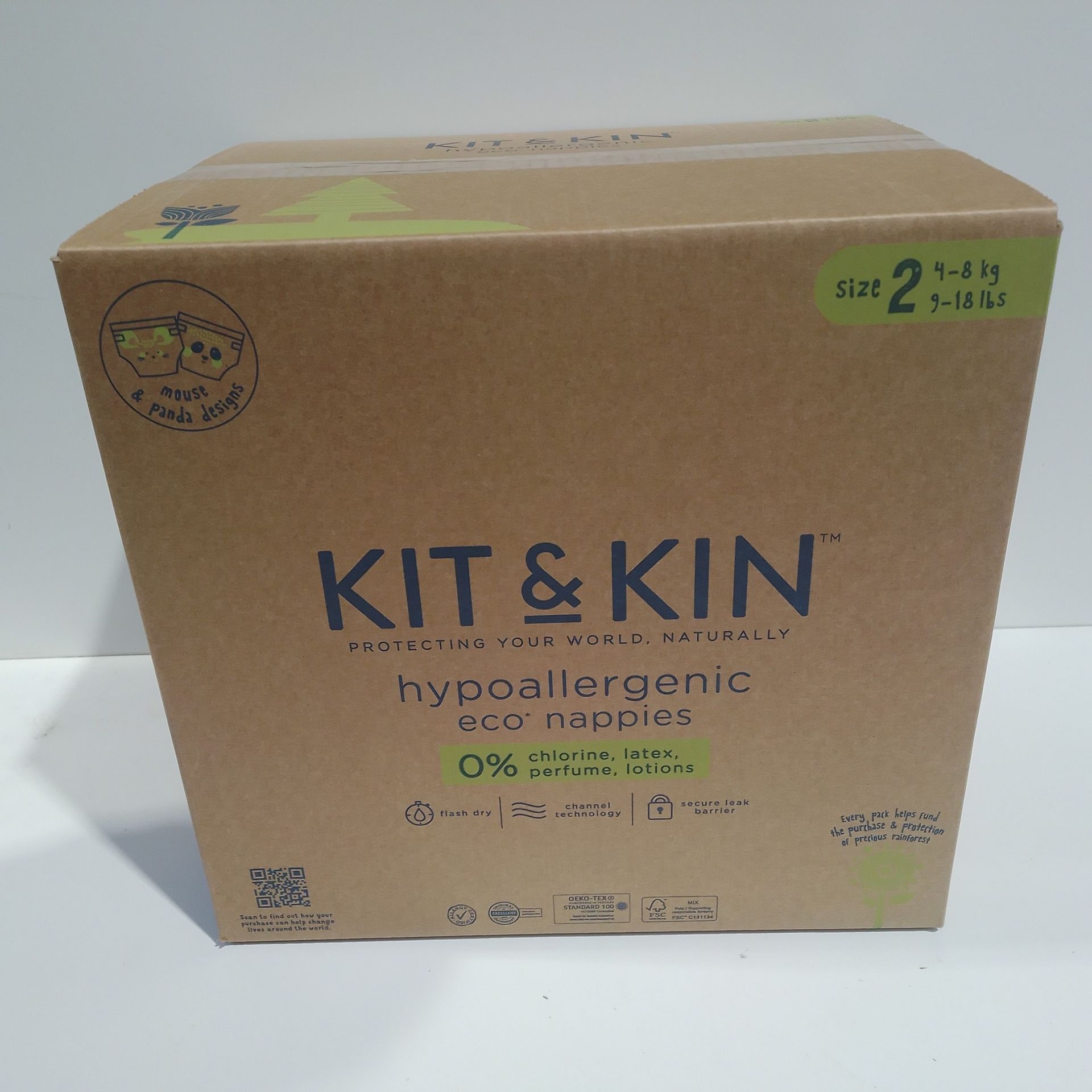 RRP £45.56 BRAND NEW STOCK Kit & Kin Eco Nappies Size 1 Hypoallergenic and Sustainable (38 x 4 Pack - Image 2 of 2