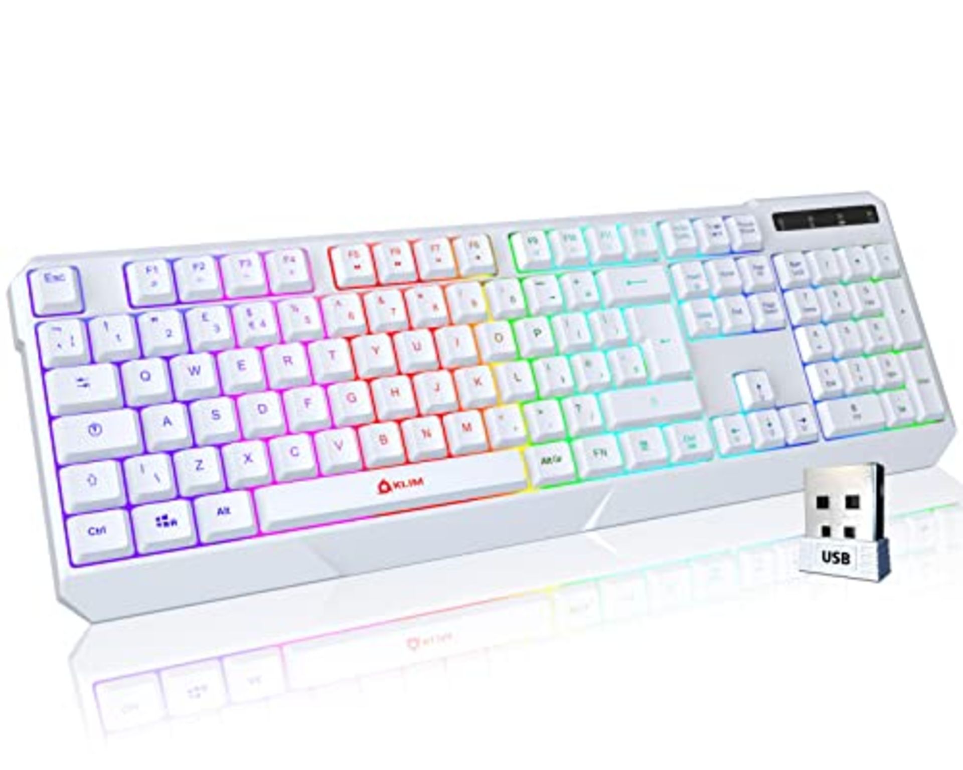 RRP £33.46 KLIM Chroma Wireless Gaming Keyboard RGB NEW 2023