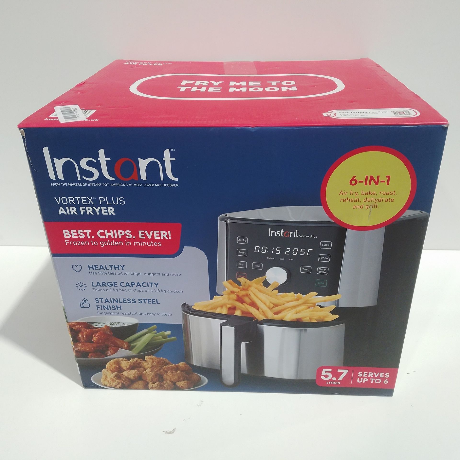 RRP £133.99 Instant Vortex 6 Plus 6-in-1 Air Fryer 5.7L - Air Fry - Image 2 of 2