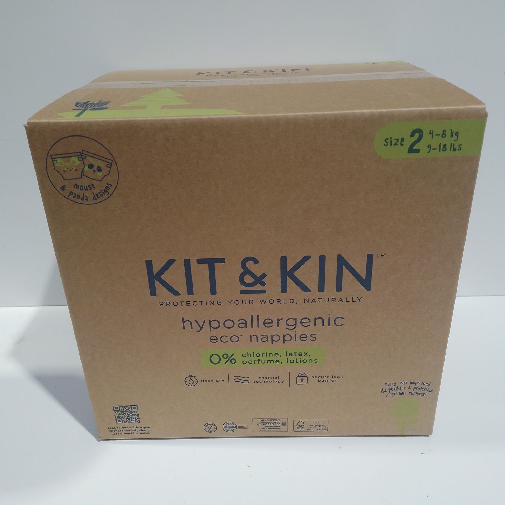 RRP £45.56 BRAND NEW STOCK Kit & Kin Eco Nappies Size 1 Hypoallergenic and Sustainable (38 x 4 Pack - Image 2 of 2