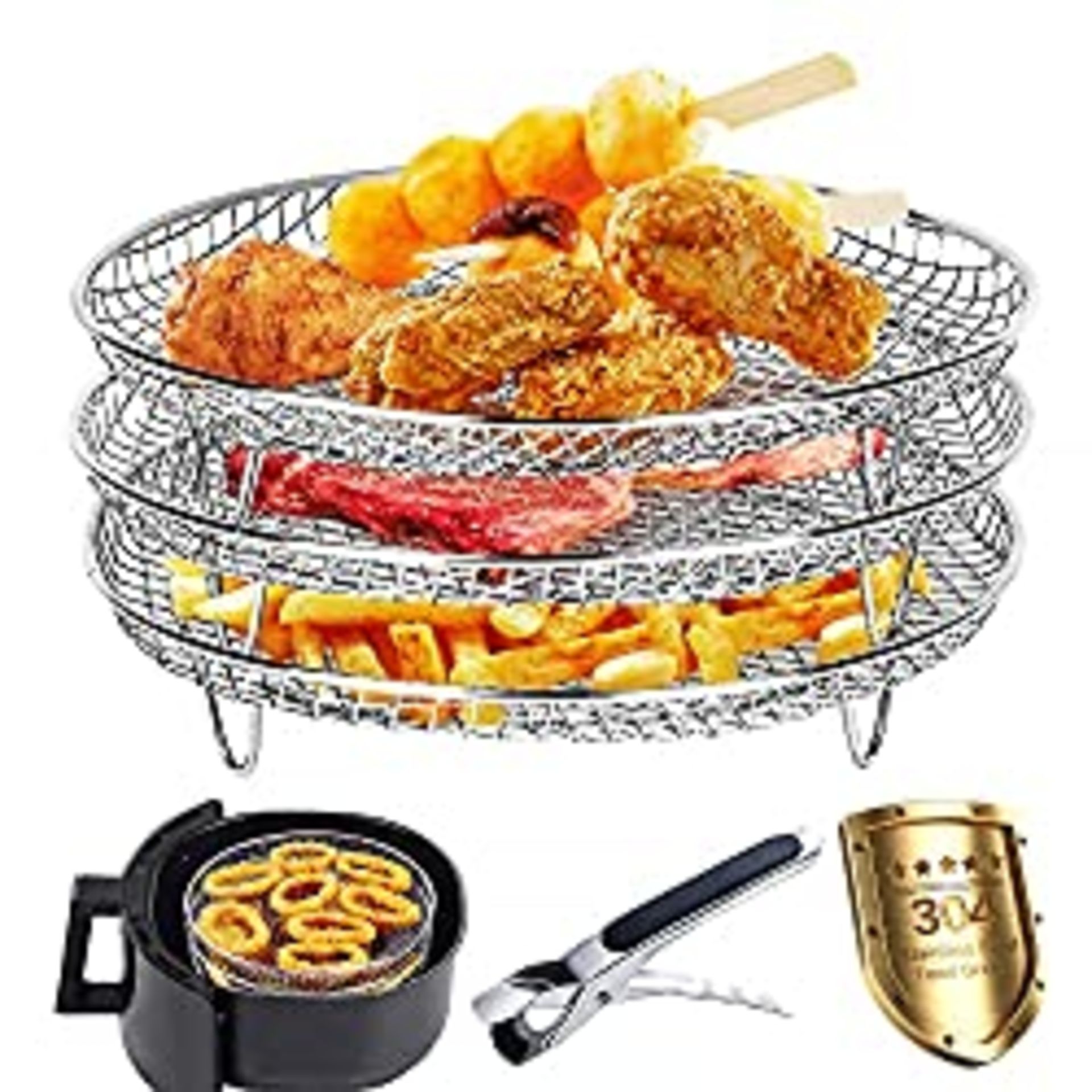 RRP £24.55 BRAND NEW STOCK REKALRO Deepened Air Fryer Rack 3 Pcs for Ninja