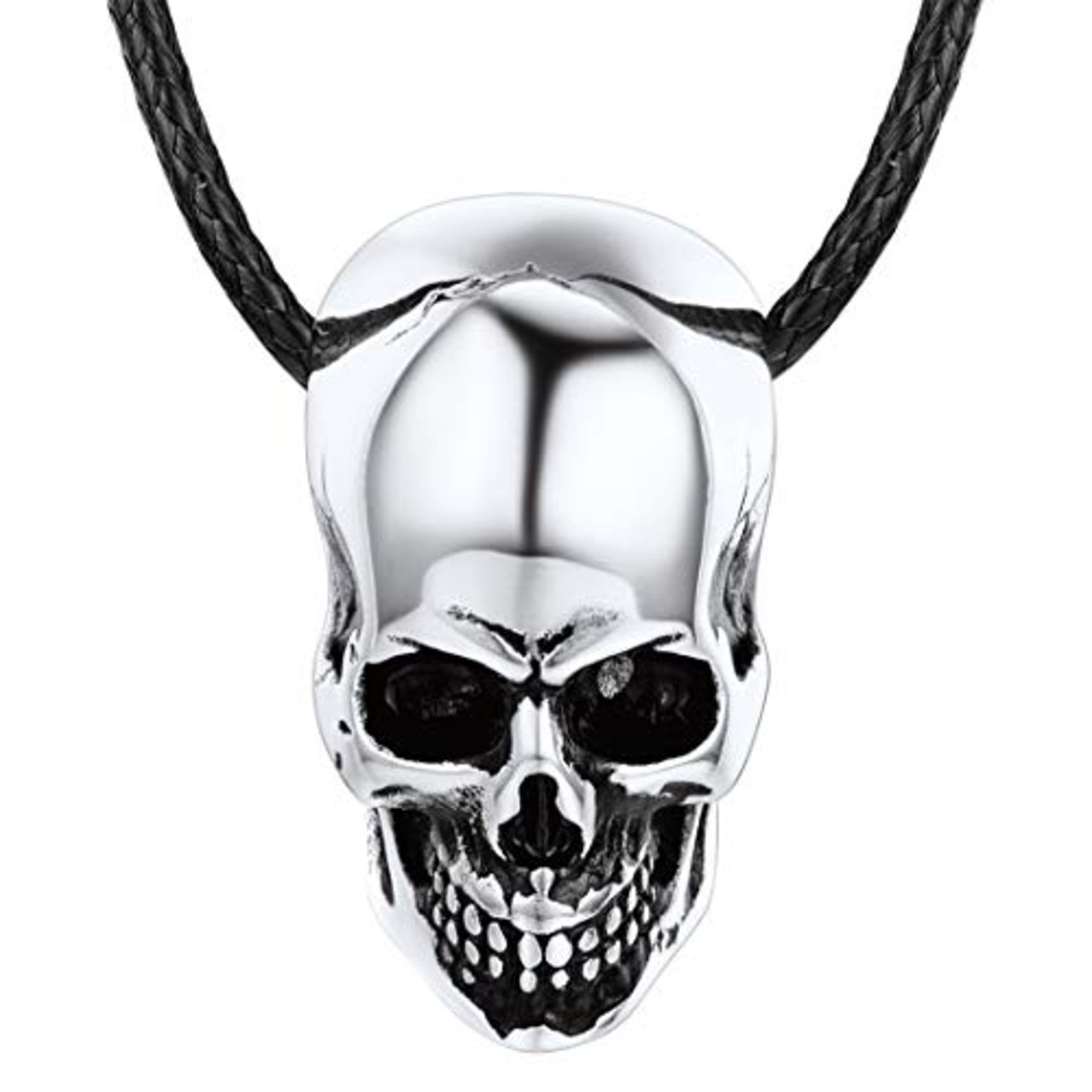 RRP £14.49 BRAND NEW STOCK U7 Goth Necklace Mens Skull Head Pendant with Wax Rope