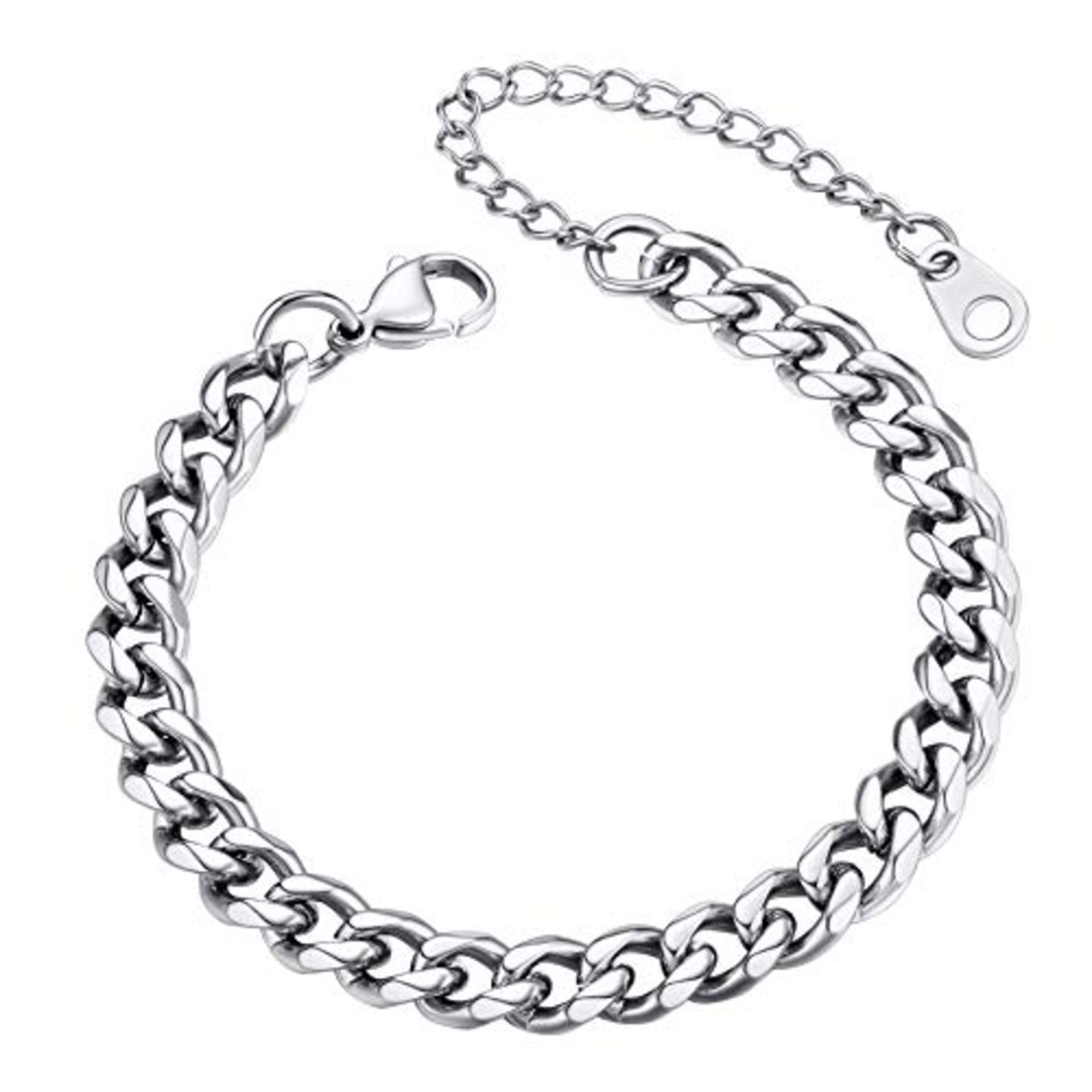 RRP £11.15 BRAND NEW STOCK U7 Silver Cuban Link Chain Bracelet For Boys Women