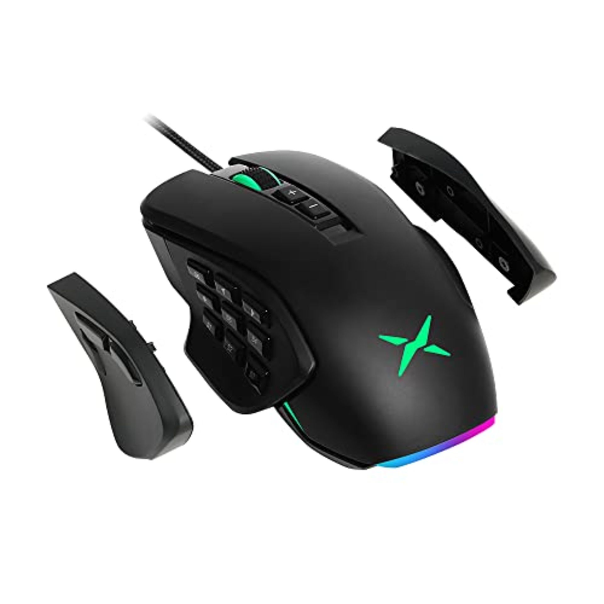 RRP £32.48 DeLUX Wired MMO Gaming Mouse with 4 Interchangeable Side Plates