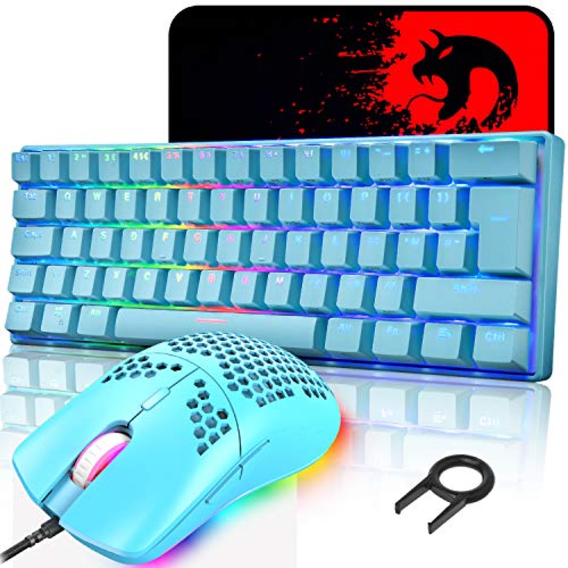 RRP £51.34 UK Layout 60% Mechanical Keyboard 62 Keys Blue Switch