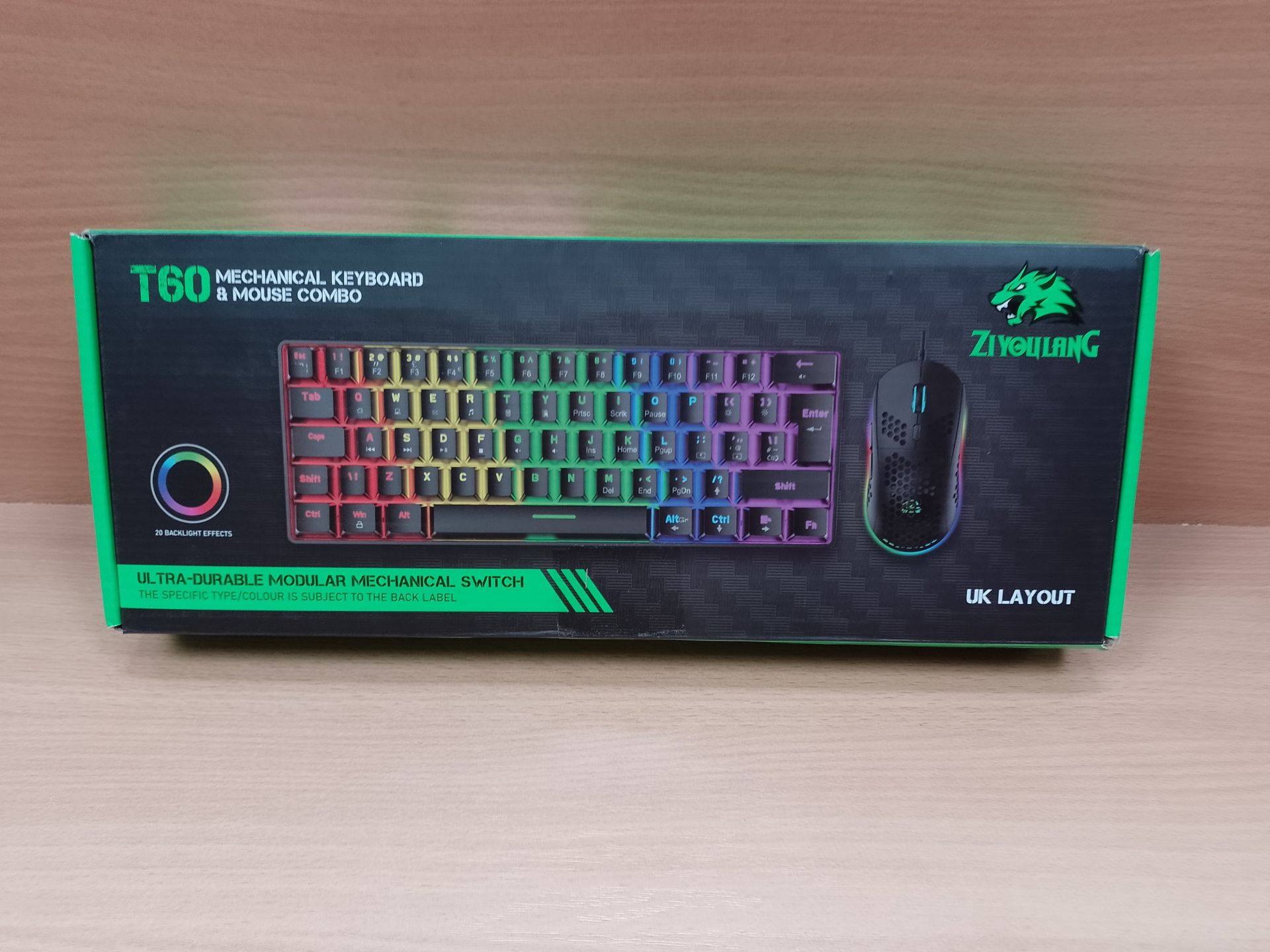 RRP £46.69 60% UK Layout Wired Gaming Keyboard and Mouse 62Keys - Image 2 of 2