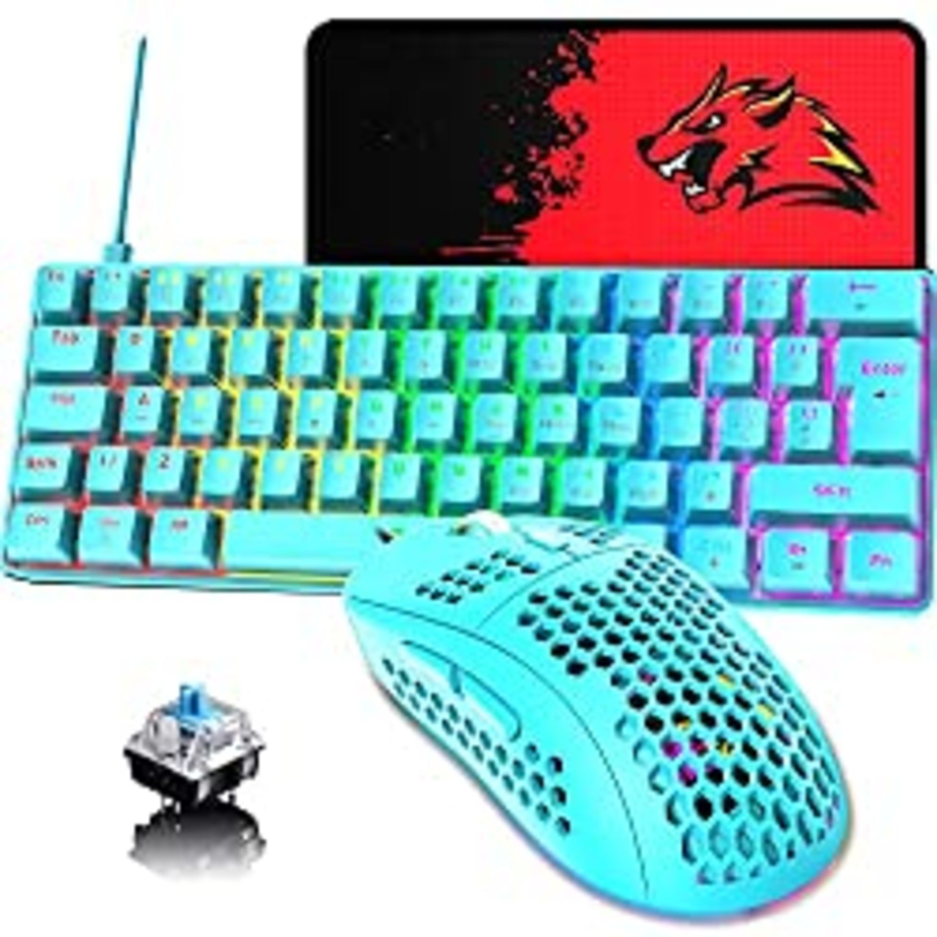 RRP £46.69 60% UK Layout Wired Gaming Keyboard and Mouse 62Keys