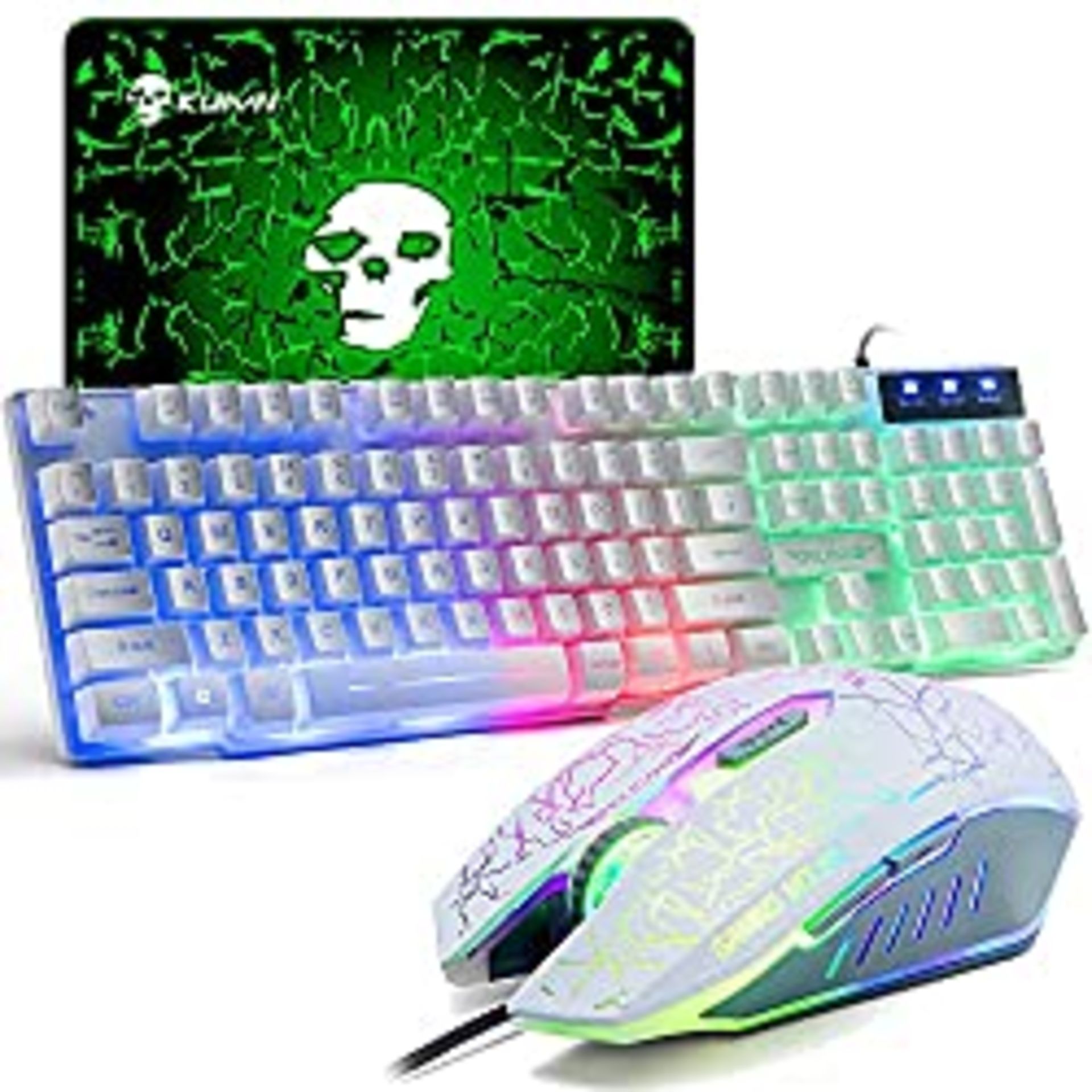 RRP £24.55 UK Layout Gaming Keyboard and Mouse Set Rainbow Backlit