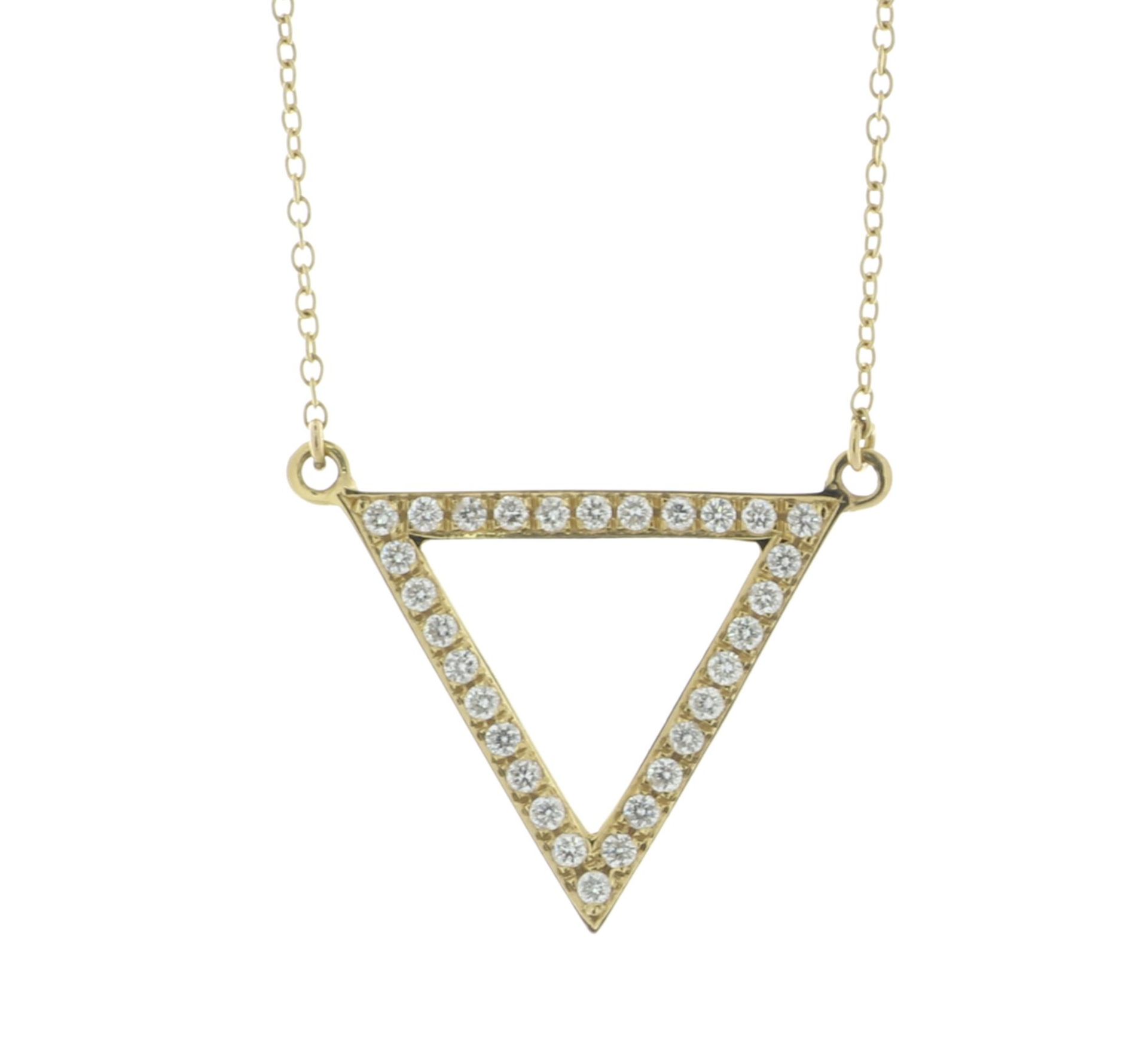 £2,350.00 18ct Yellow Gold Ladies Triangle Diamond Pendant 0.30 Carats