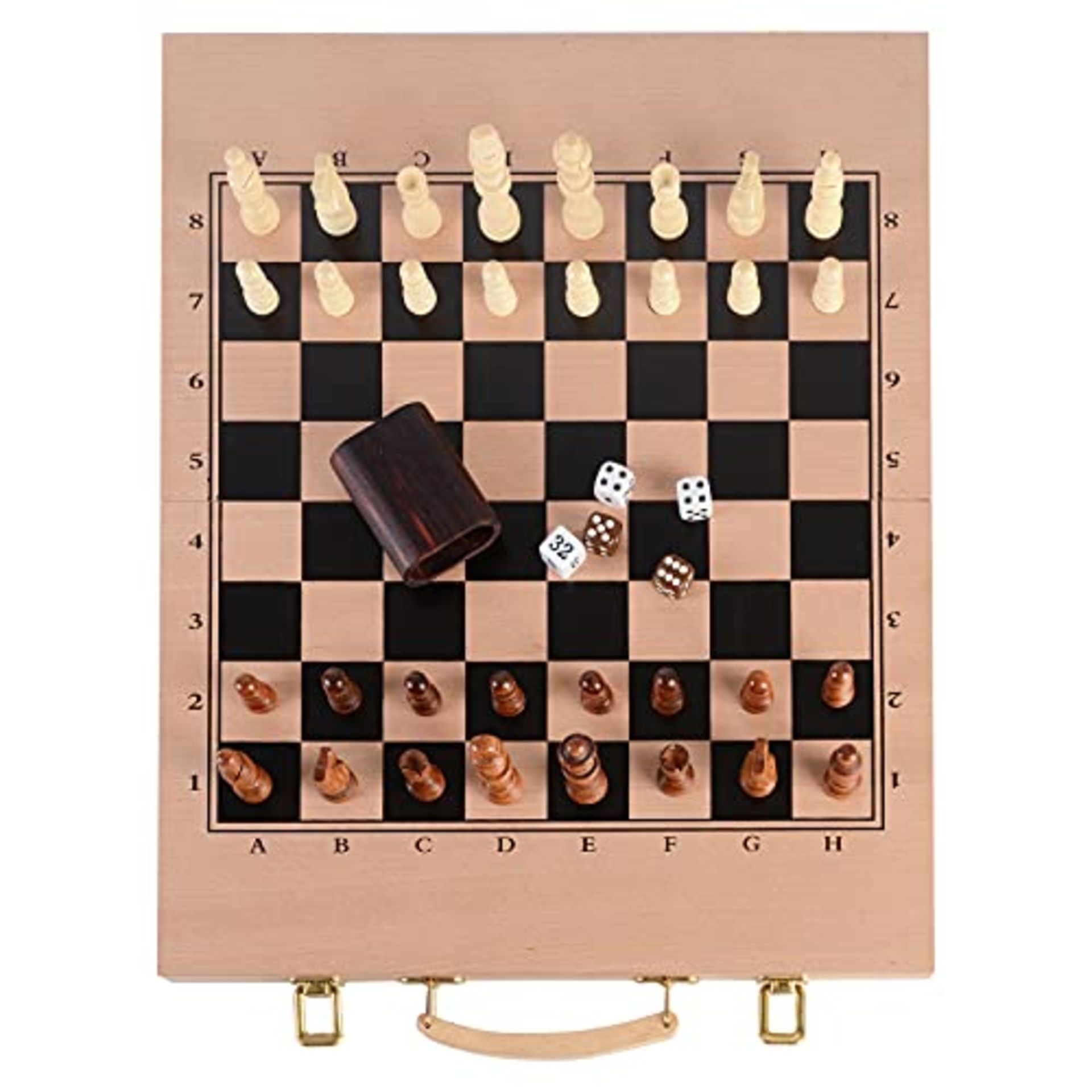 RRP £29.02 Homemari Wooden Chess Set 3 in 1 Travel Chess Set and