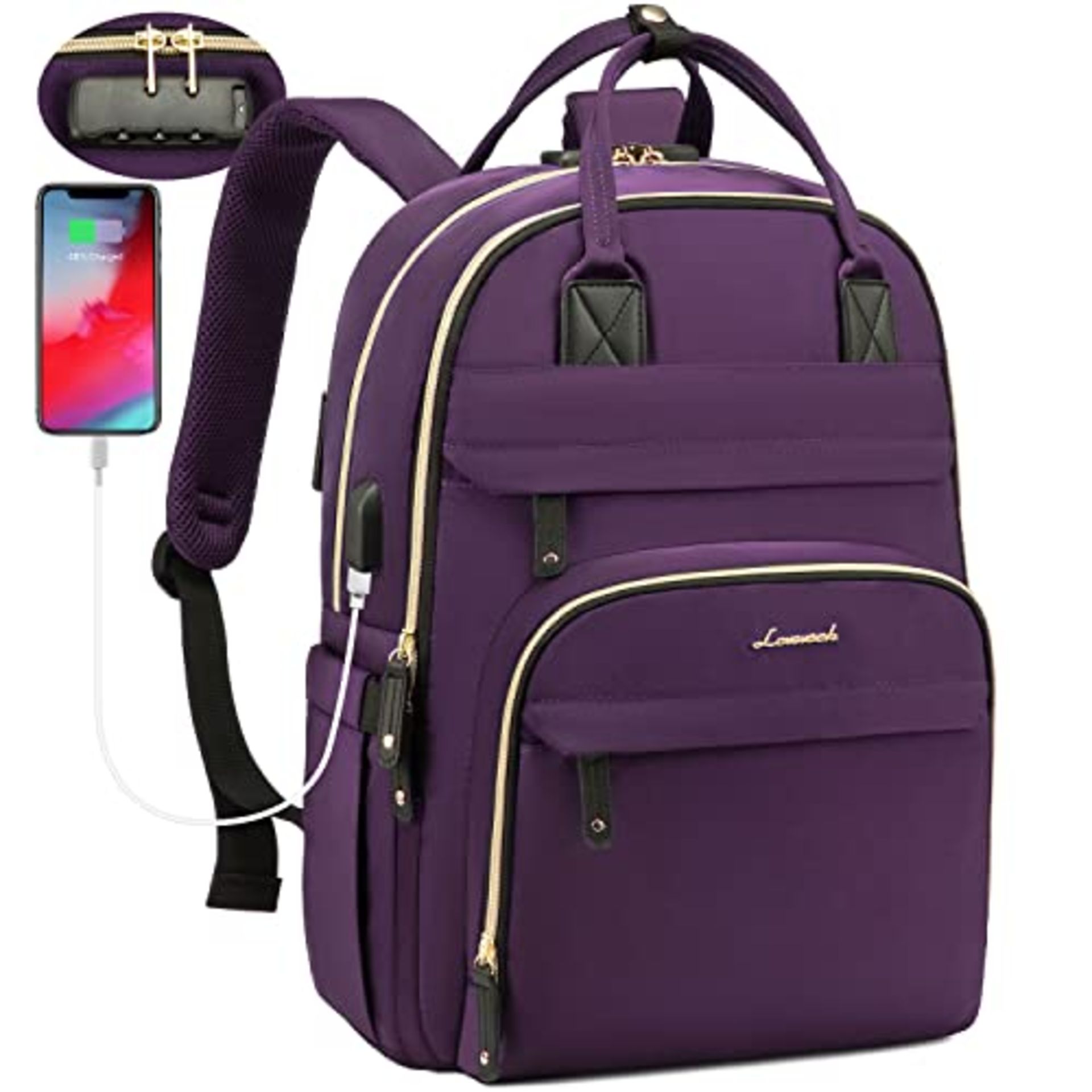 RRP £37.95 LOVEVOOK Laptop Backpack for Women 15.6 inch - Image 2 of 3