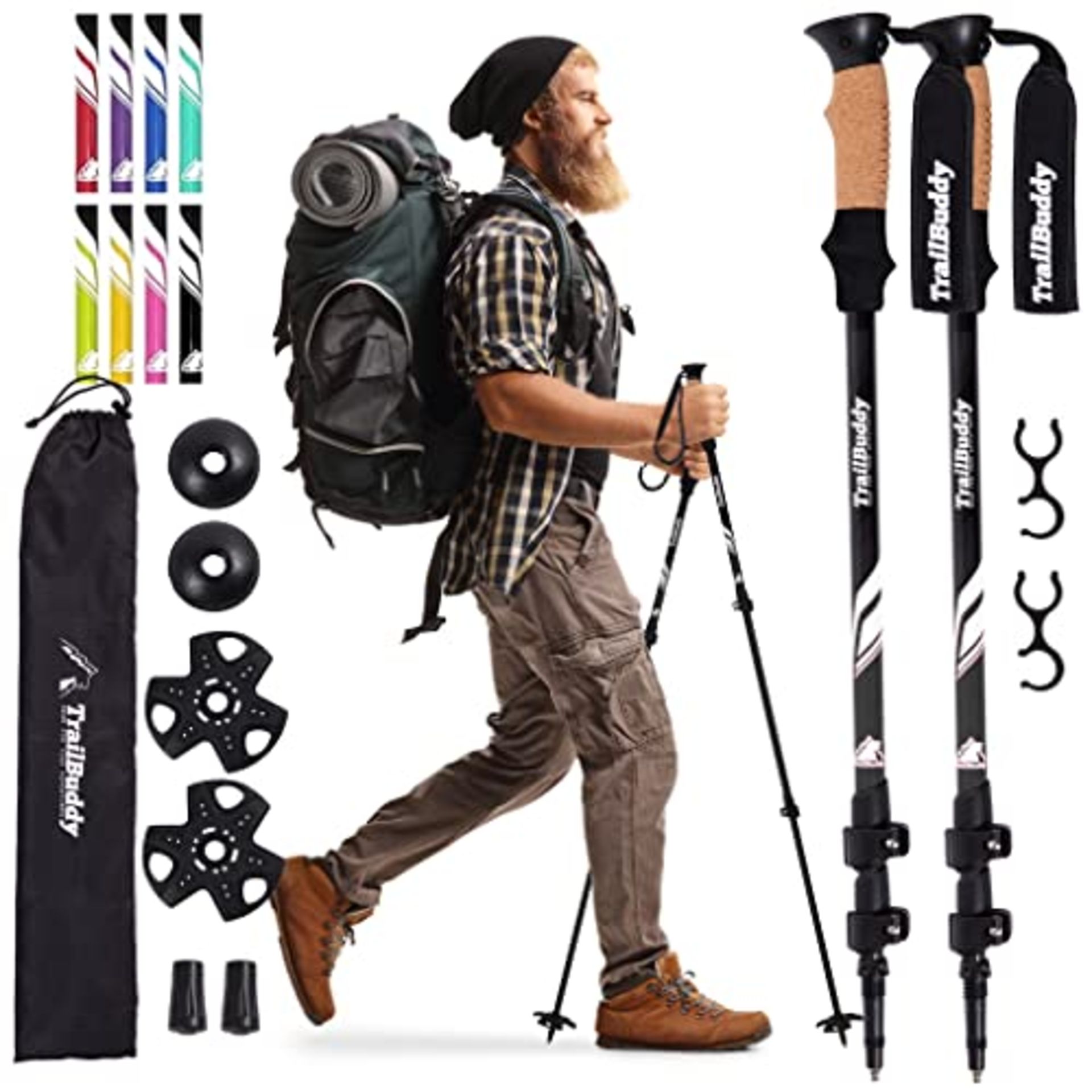 RRP £29.47 TrailBuddy Walking Poles - Pack of 2 Lightweight