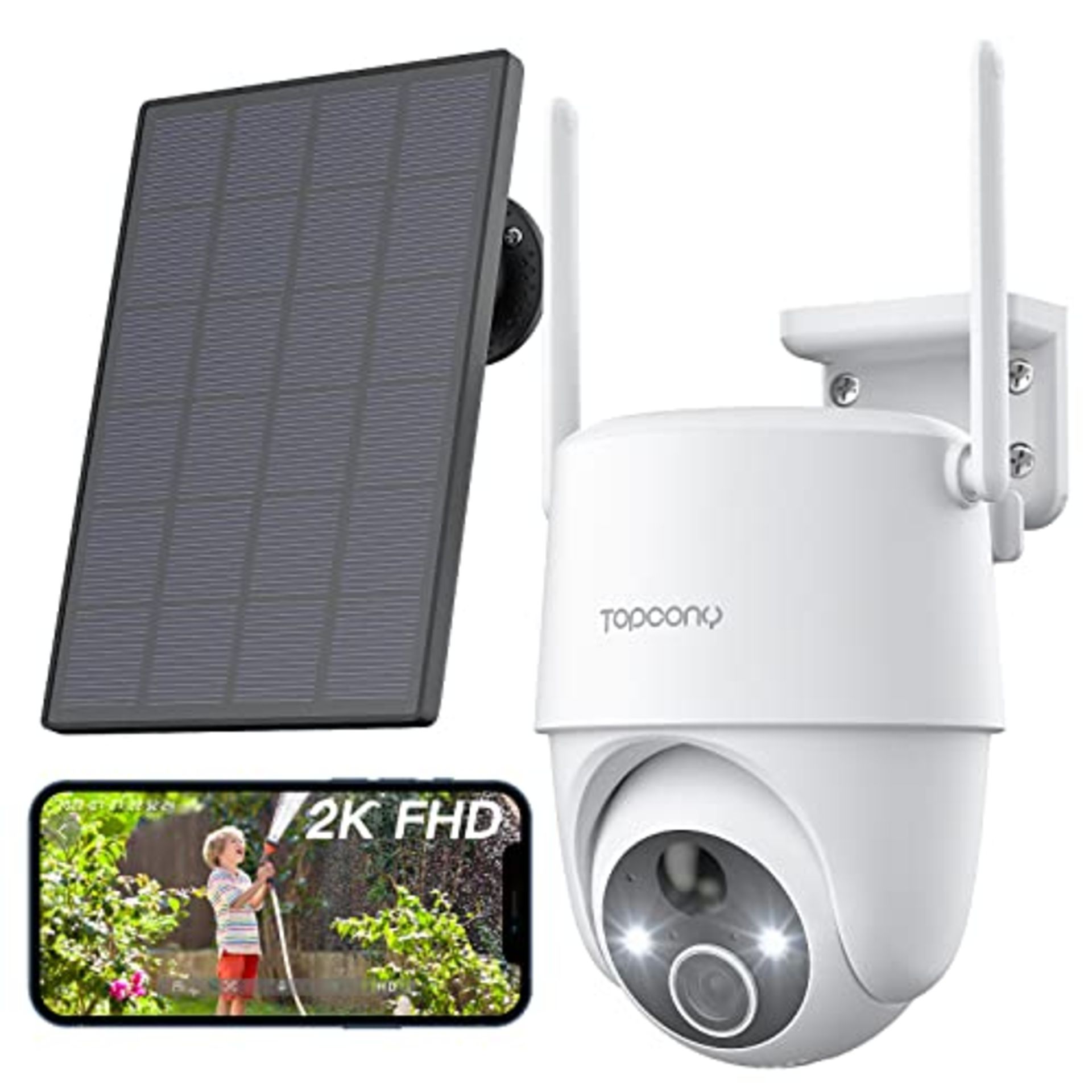 RRP £110.42 Topcony 2K Wireless Solar Security Camera Outdoor