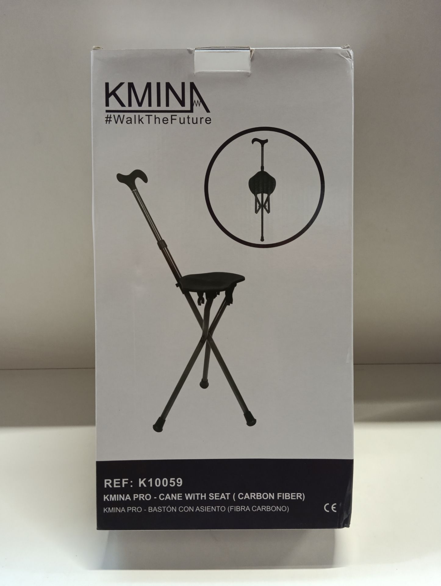 RRP £89.32 KMINA PRO - Carbon Fiber Walking Stick with Seat (Height Adjustable Handle) - Image 2 of 2