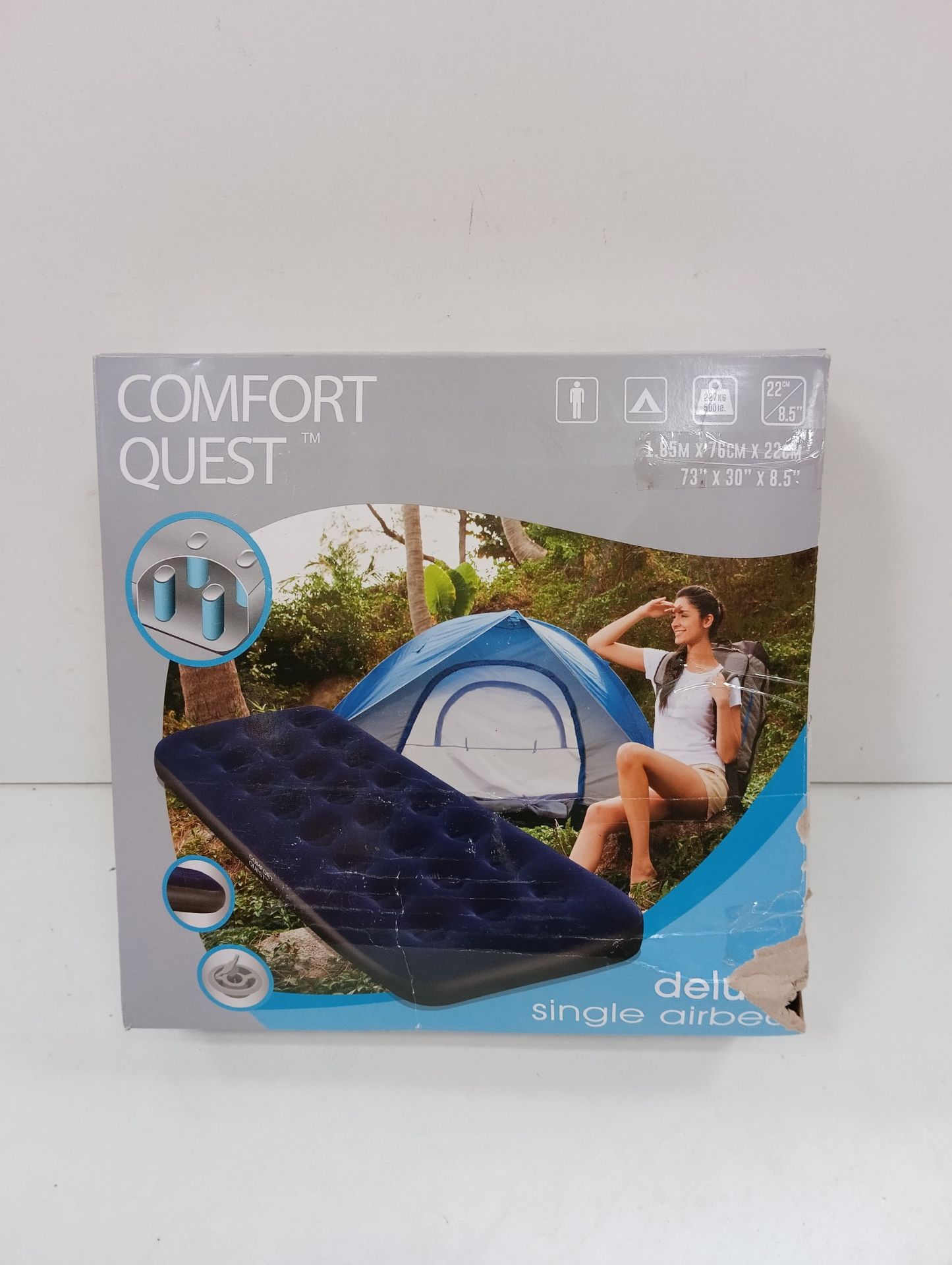 RRP £18.97 Comfort Quest Single 449755 Inflatable Blow Up Camping Mattress Guest Air Bed - Image 2 of 2