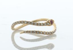 18ct Rose Gold Diamond And Pink Sapphire Snake Ring 0.25 Carats - Valued By AGI £1,650.00 - This