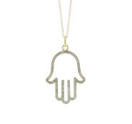 18ct Yellow Gold Diamond Hand Hamsa Pendant 1.00 Carats - Valued By AGI £3,500.00 - This beautiful