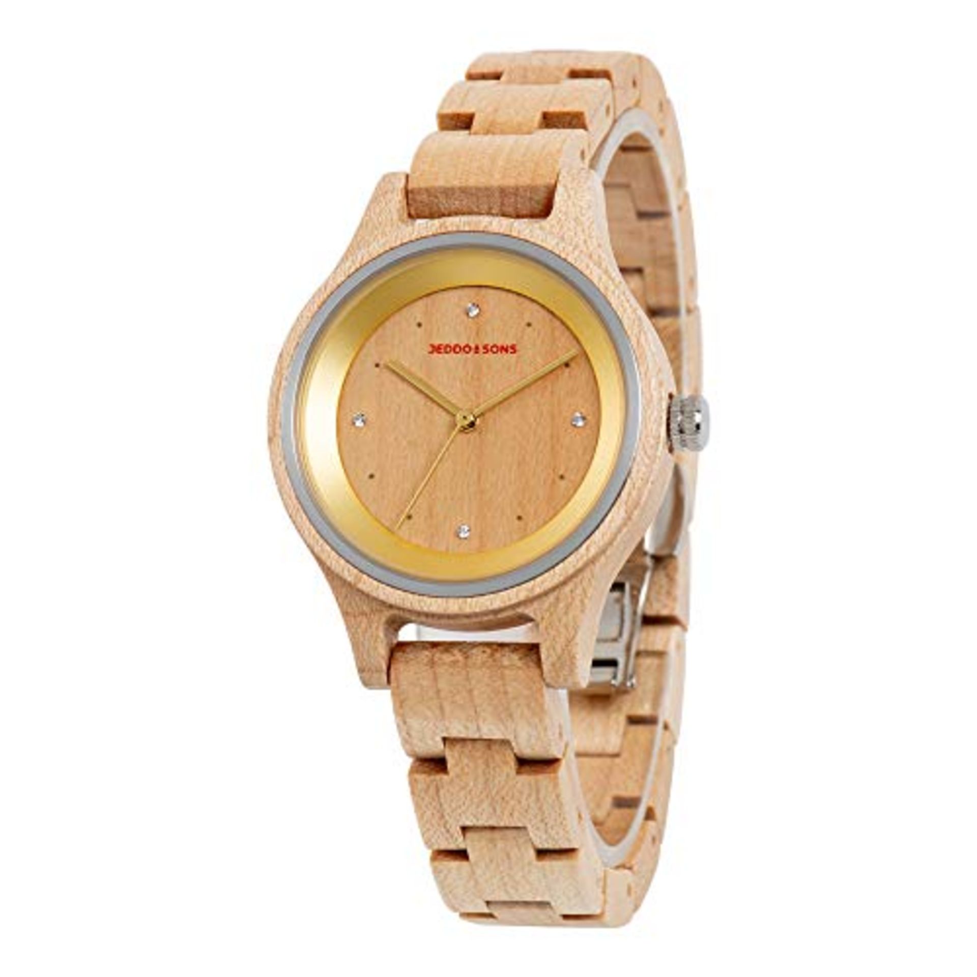 RRP £111.39 Jeddo & Sons Women's Wooden Watch with Interchangeable