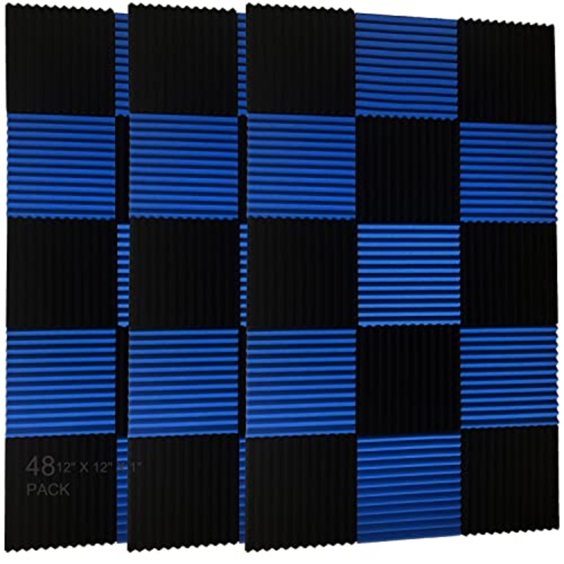 RRP £36.84 48 Pack Black blue 1" x 12" x 12" Acoustic Wedge Studio