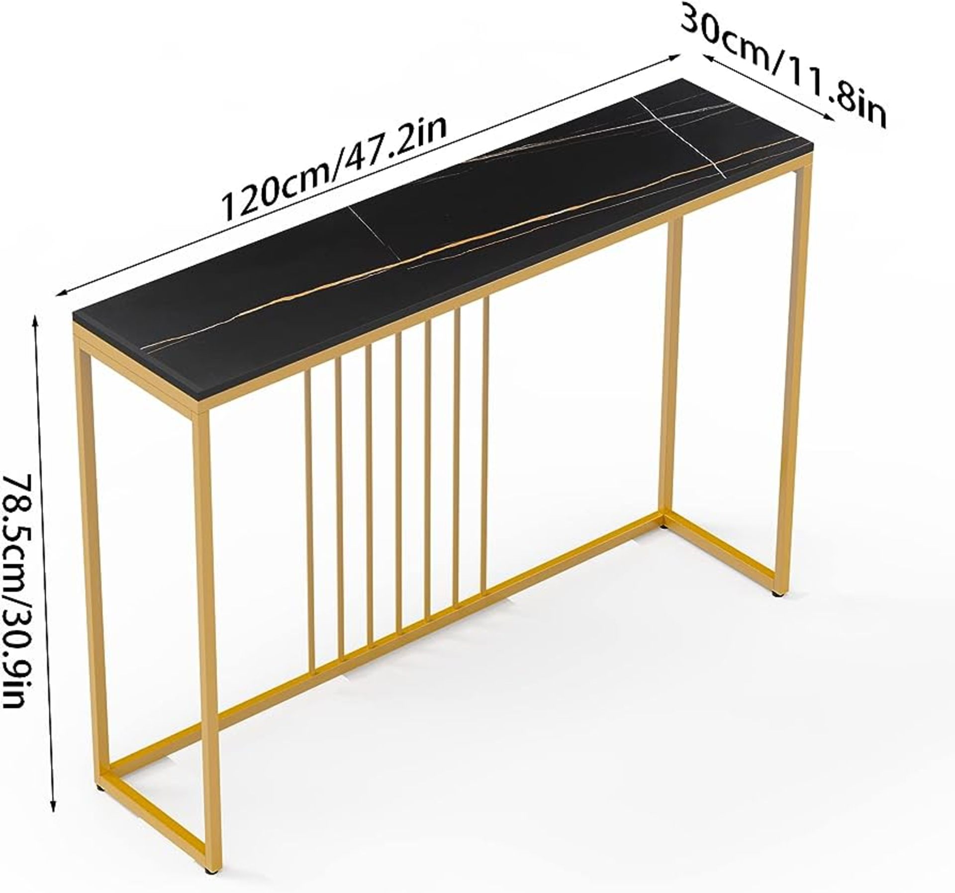 RRP £191.99 Wisfor Sintered Stone Entryway Console Table: Black Marble Tabletop Long Table with Gold