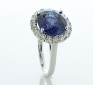 18ct White Gold Oval Sapphire and Diamond cluster Ring (9.43) 0.95 Carats - A whopping 9.43 carat