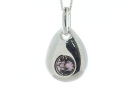 Sterling Silver Pendant June Birthstone 4mm Amethyst Crystal - Valued By AGI £350.00 - Certificate