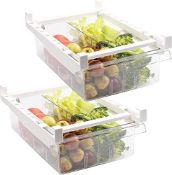 RRP £31.78 Greentainer 2 Pack Refrigerator Organizer Bins with Handle