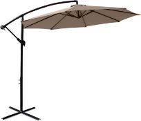 Outsunny 3(m) Garden Banana Parasol Cantilever Umbrella with Crank Handle, Cross Base Weights and Co