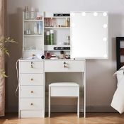RRP £177.54 Vanity Dressing Table with Lighted Sliding Mirror and LED Bulbs Set