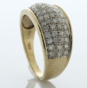 9ct Yellow Gold Half Eternity Diamond Ring 1.00 Carats - Valued By AGI £1,295.00 - This pave set
