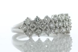 14ct White Gold Three Row Semi Eternity Diamond Ring 1.00 Carats - Valued By AGI £4,310.00 - This