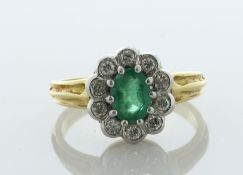 18ct Yellow Gold Cluster Diamond And Emerald Ring (E1.00) 0.30 Carats - Valued By AGI £3,995.00 - An