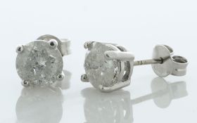 18ct White Gold Solitaire Diamond Earrings 3.06 Carats - Valued By AGI £14,950.00 - Two natural