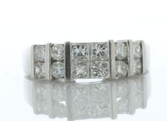 18ct White Gold Diamond Ring 1.10 Carats - Valued By AGI £3,510.00 - Four princess cut diamonds